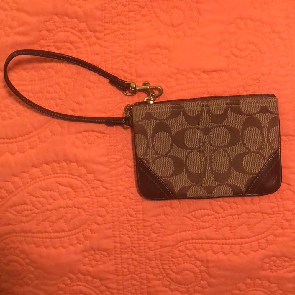 Coach brown wristlet